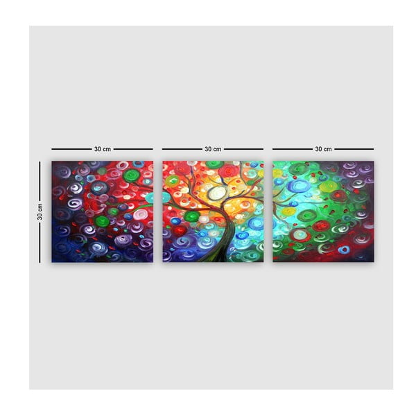 Картини в комплект от 3 бр. 30x30 cm Tree of Life - Wallity-image-2