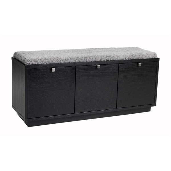 Черна пейка с място за съхранение и сива седалка, широчина 106 cm Confetti - Rowico