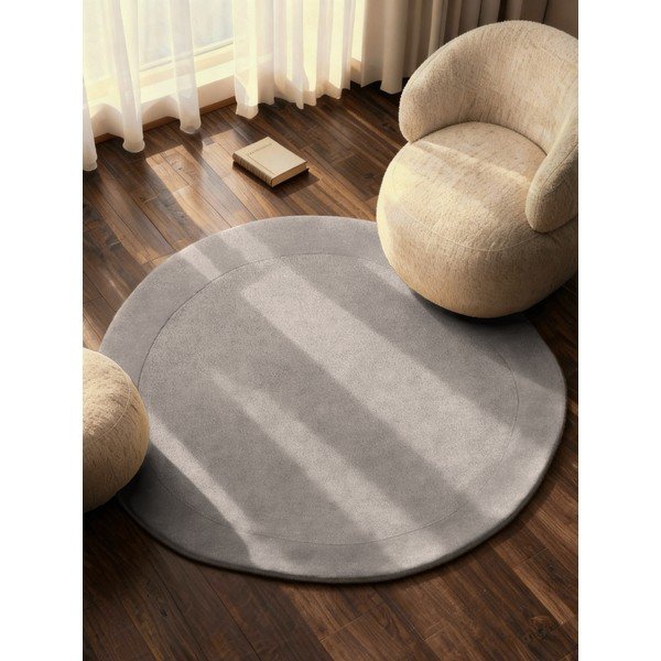 Сив ръчно изработен кръгъл килим със смес от вълна ø 160 cm Kari Organic – Villeroy&Boch-image-1