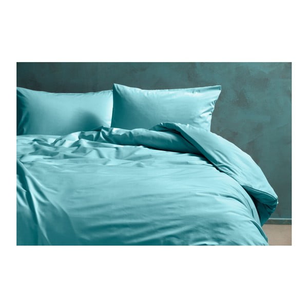 Тюркоазено спално бельо за двойно легло от памучен перкал , 200 x 200 cm - Bella Maison