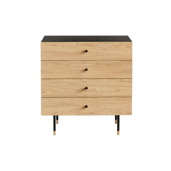 Черен и естествен висок скрин от дъб  80x87 cm Jugend – Woodman-image-2