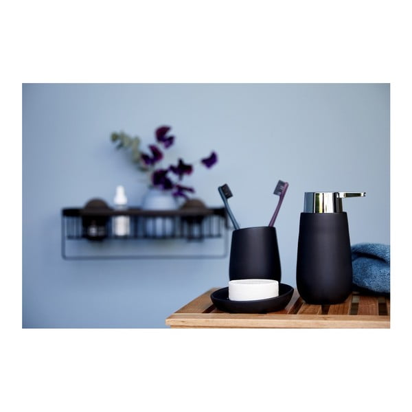Черна керамична чаша за четки за зъби Badi - Wenko-image-2
