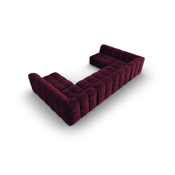 Ъглов диван от кадифе в цвят бордо (U-образен) Kendal - Micadoni Home-image-4