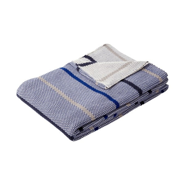 Синьо памучно одеяло Rami, 130 x 200 cm - Hübsch