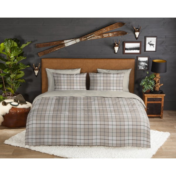 Светлокафяво единично  фланелено спално бельо 140x200 cm Bernardus – Good Morning-image-1