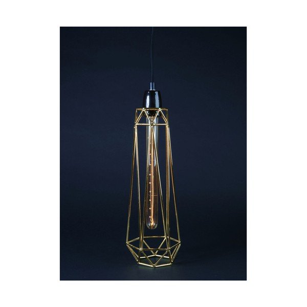 Světlo se stínítkem zlaté barvy a černým kabelem Filament Style Diamond #2-image-1