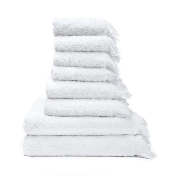 Комплект от 6 бели кърпи и 2 кърпи за баня от 100% памук - Bonami Selection