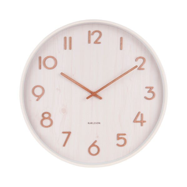 Бял стенен часовник от липово дърво Pure Large, ø 60 cm - Karlsson