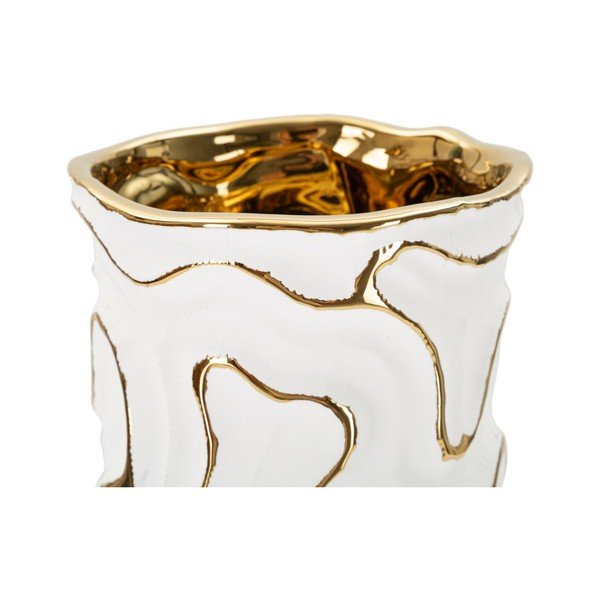 Бяла/златиста керамична ваза (височина 25 cm) Adore – Mauro Ferretti-image-4