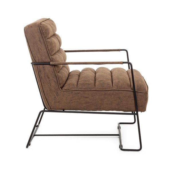 Кафяво кресло от изкуствена кожа Brianna – Bizzotto-image-3