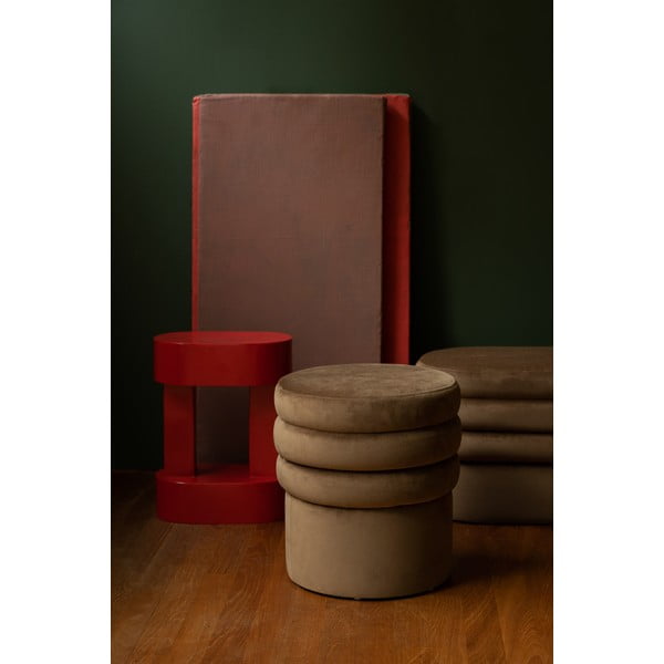 Кафява кадифена табуретка Aditi – Dutchbone-image-1