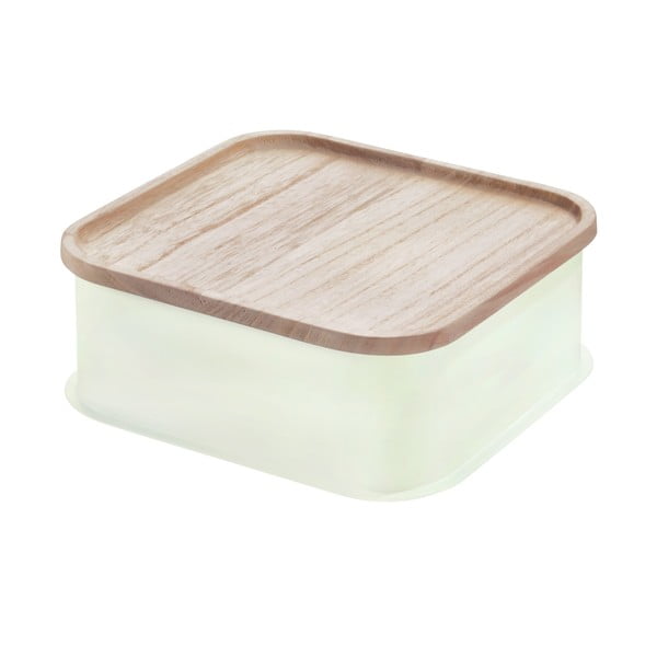 Бяла кутия за съхранение с капак, изработена от дърво от пауловния , 21,3 x 21,3 cm Eco - iDesign