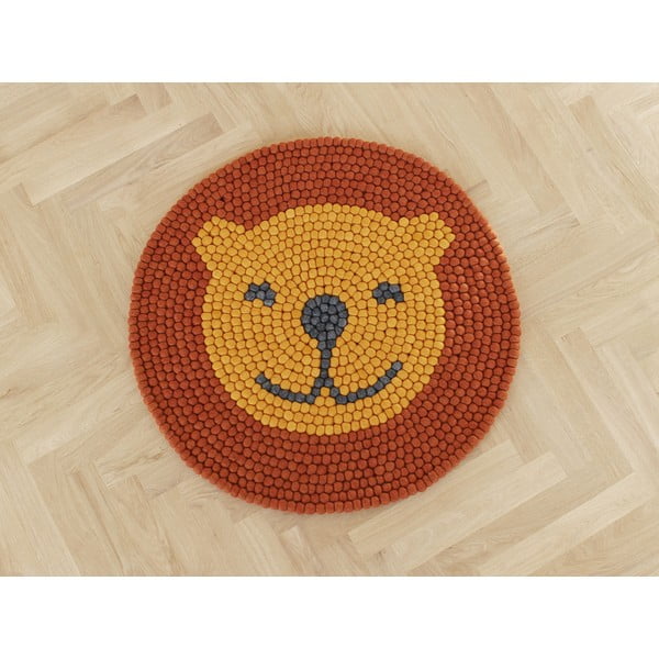 Детски вълнен килим с топка Килими с топка , ⌀ 90 см Lion - Wooldot