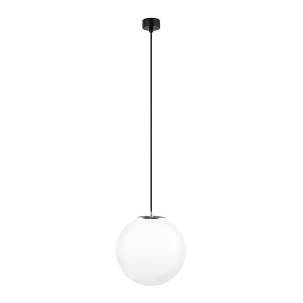 Бяла висяща лампа с черен кабел и сребърни детайли Tsuri, ⌀ 30 cm - Sotto Luce