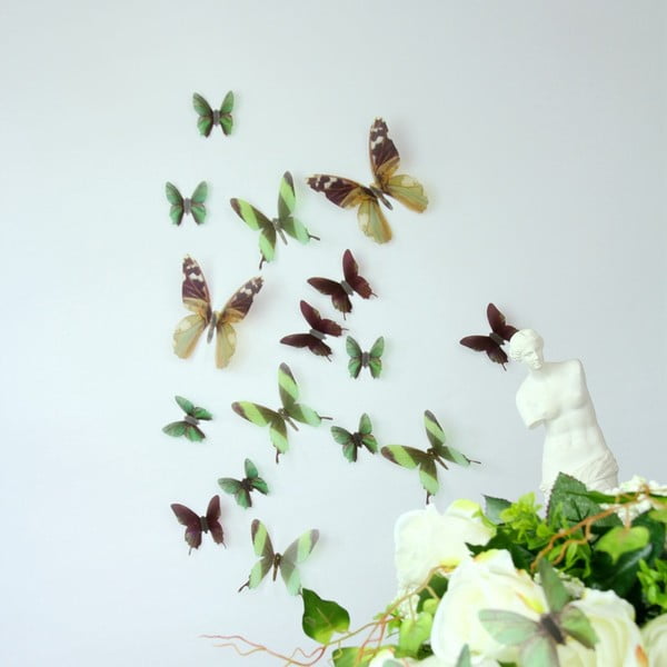 Trojrozměrné samolepky zelených motýlků WALPLUS