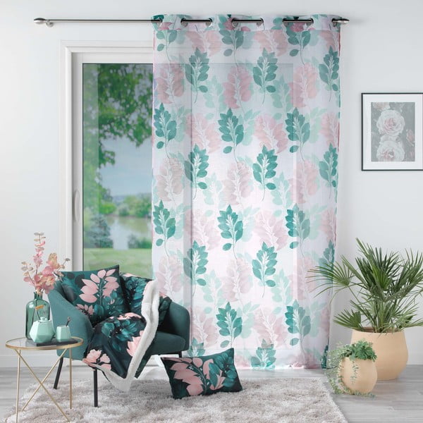 Завеса в бял и зелен цвят 140x280 cm Belline – douceur d'intérieur-image-2