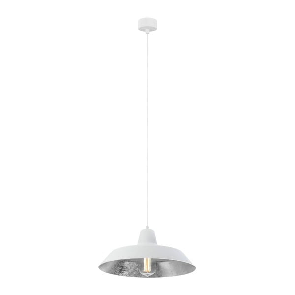 Бяла лампа за таван със сребрист интериор Cinco, ⌀ 35 cm - Bulb Attack