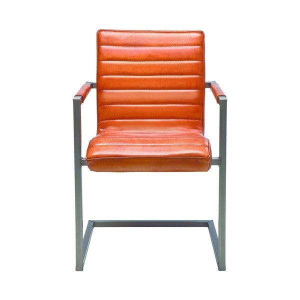 Hnědá kožená židle s područkami Kare Design Cantilever-image-3