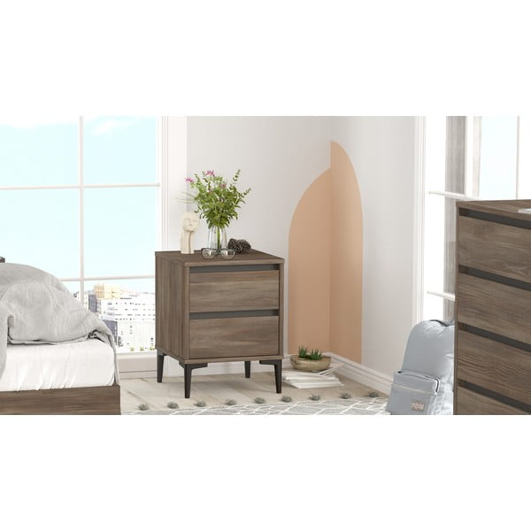 Кафяво нощно шкафче Elegance - Kalune Design-image-2