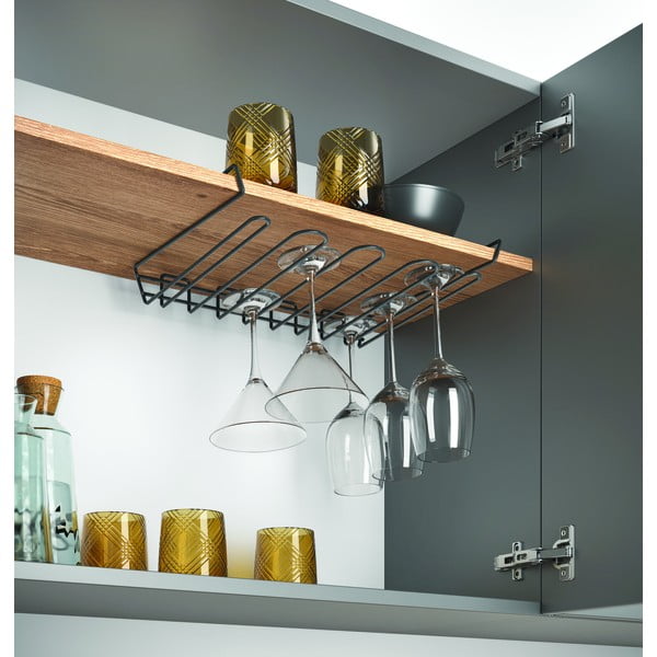 Черен висящ държач за чаша вино Wine Glass - Metaltex-image-1