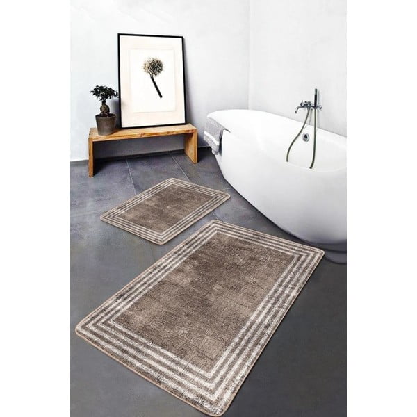 Кафяви кадифени килими за баня в комплект от 2 бр. 60x100 cm – Mila Home-image-3