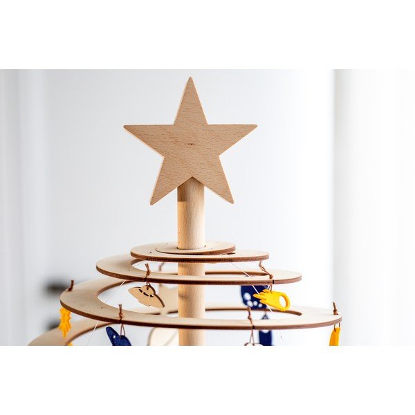 Дървена звезда за декоративна коледна елха Голяма - Spira-image-1