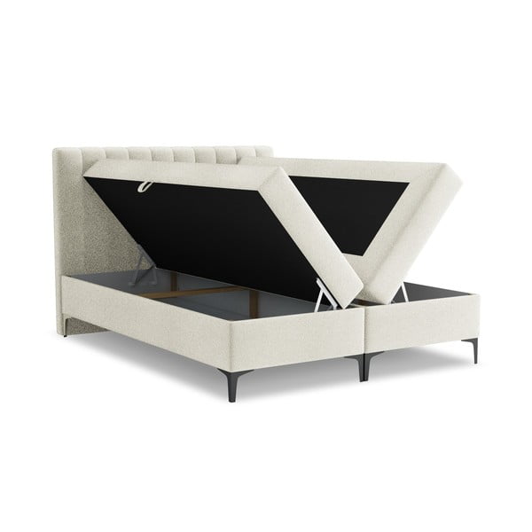 Бежово боксспринг легло 140x200 cm с място за съхранение Puhala – Makamii-image-1