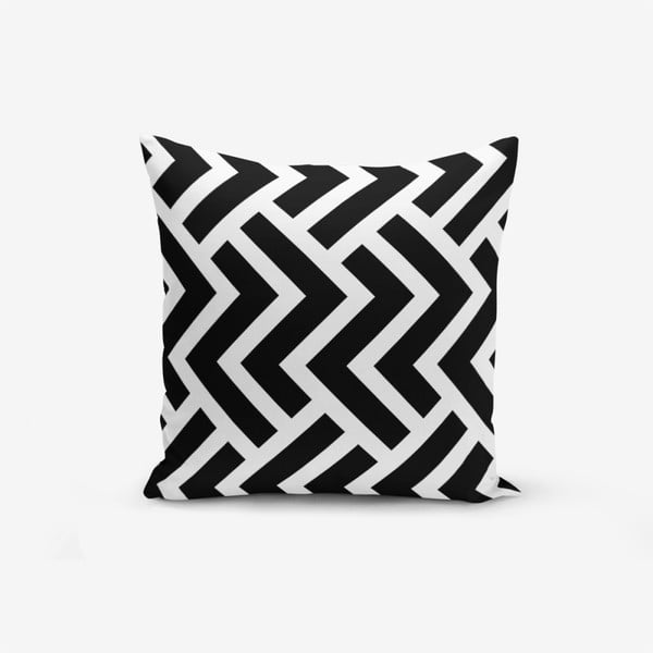 Черно-бяла калъфка за възглавница с памучна смес Black White Geometric Duro, 45 x 45 cm - Minimalist Cushion Covers