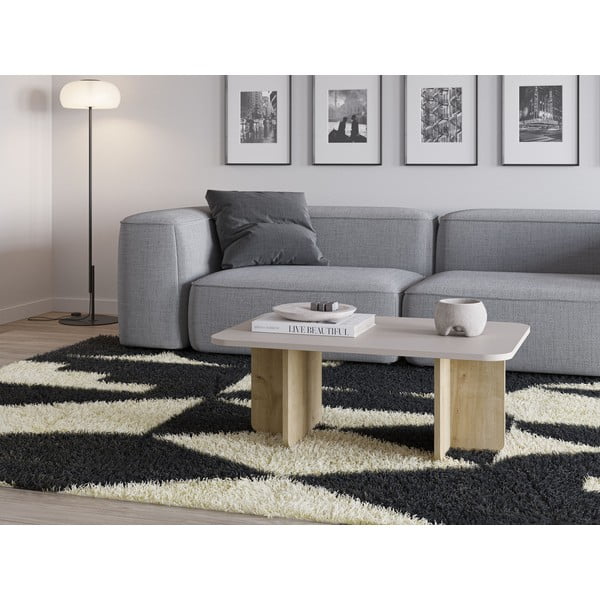 Кремава/естествена масичка за кафе от декор от дъб  56x100 cm Hillary – Marckeric-image-1