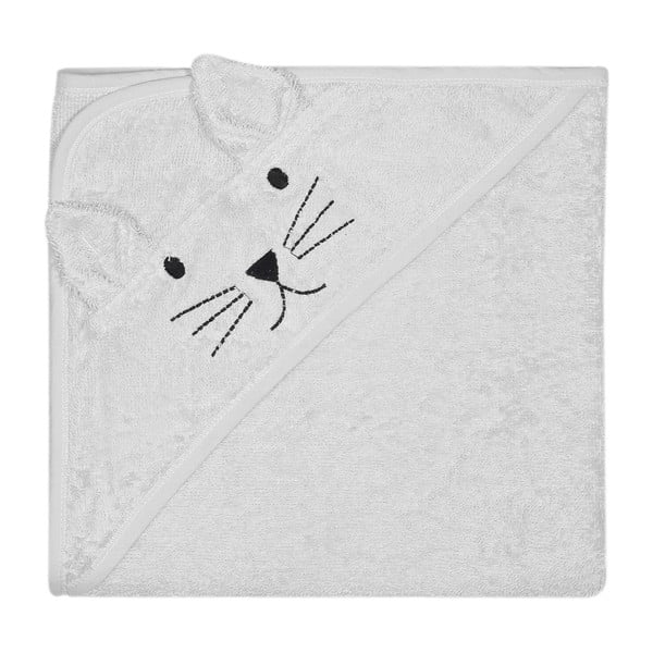 Сива памучна бебешка кърпа с качулка Cat - Kindsgut