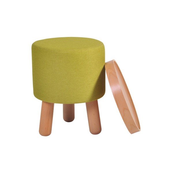 Zelená stolička s detaily z bukového dřeva a odnímatelnou deskou Garageeight Molde, ⌀ 35 cm-image-1