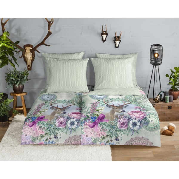 Зелено единично  фланелено спално бельо 140x200 cm Romini – HIP-image-1