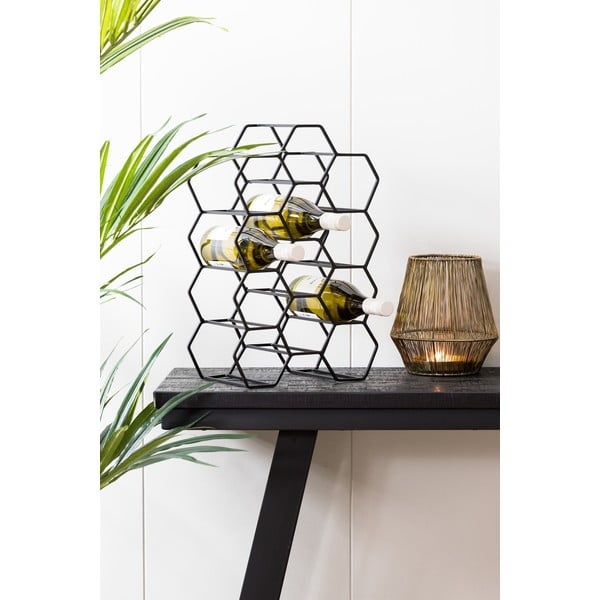 Черна метална стойка за вино за 12 бутилки Salbris - Light & Living-image-3