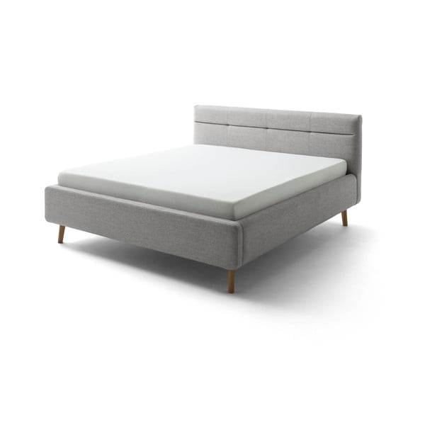 Сиво тапицирано двойно легло без ламелно дъно 180x200 cm Lotte – Meise Möbel