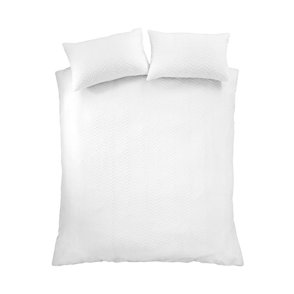 Бяло единично  крепово спално бельо 135x200 cm Heatset Wave – Catherine Lansfield