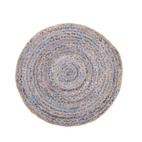 Син кръгъл килим от юта и памук , ⌀ 90 cm - InArt