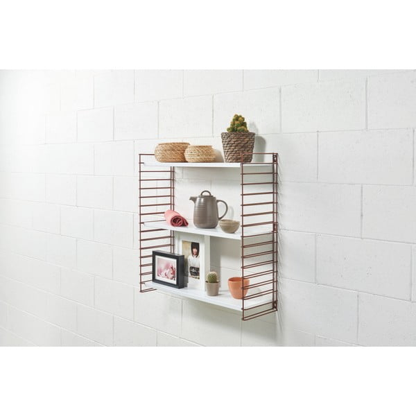 Триетажна етажерка с детайли в меден цвят и бели рафтове Libro, широчина 70 cm - Metaltex-image-1