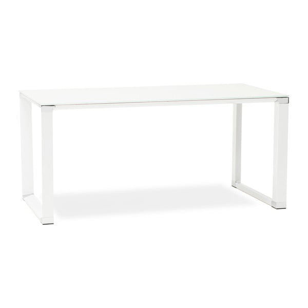 Бяла работна маса със стъклен плот Warner - Kokoon