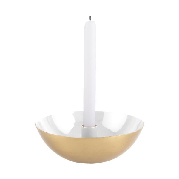 Бял свещник със златни детайли , ⌀ 17 cm Tub - PT LIVING