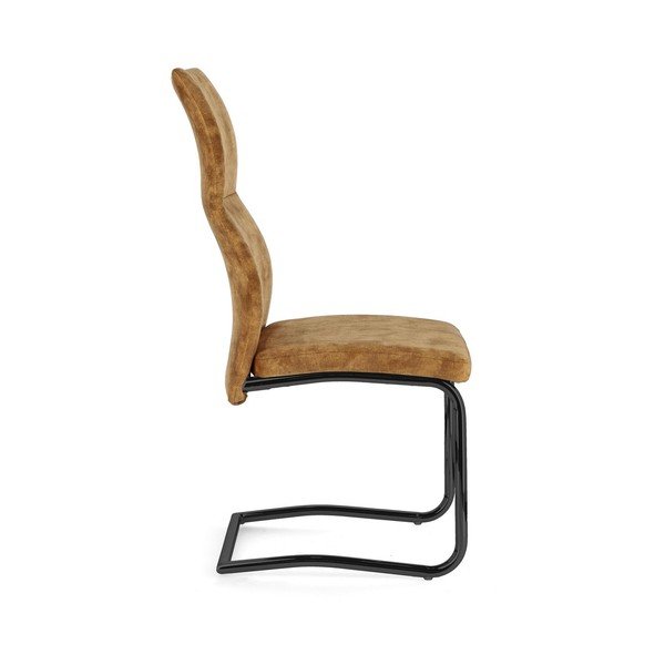 Тапициран трапезен стол в цвят горчица Thelma – Bizzotto-image-3