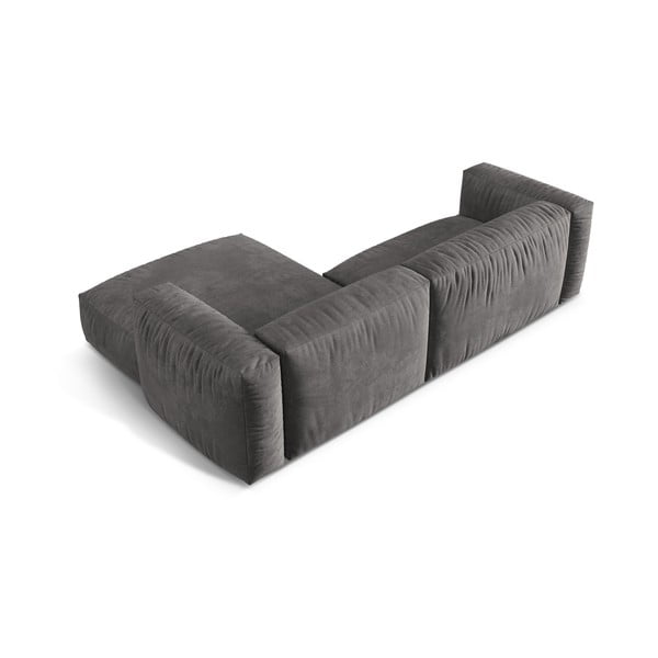 Сив кадифен модулен ъглов диван (десен ъгъл) Martina – Micadoni -image-3