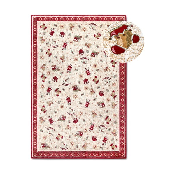 Червен  килим с коледен мотив със смес от памук 160x230 cm Toy's Delight Red Christmas – Villeroy&Boch