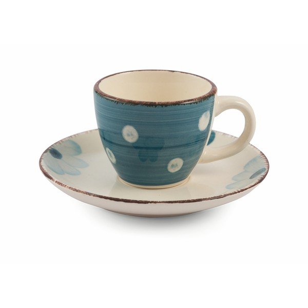 Sada 6 barevných šálků na espresso s podšálky z kameniny VDE Tivoli 1996 Tazzine-image-4