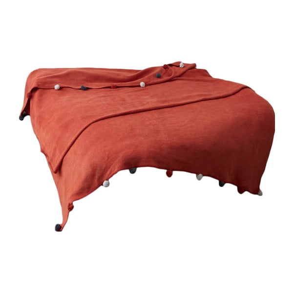 Покривало за легло от флийс в тухлен цвят 200x220 cm Pom Pom – Mijolnir