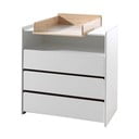 Бял нисък детски скрин от масивен бор с маса за преповиване 90x106 cm KIDDY – Vipack