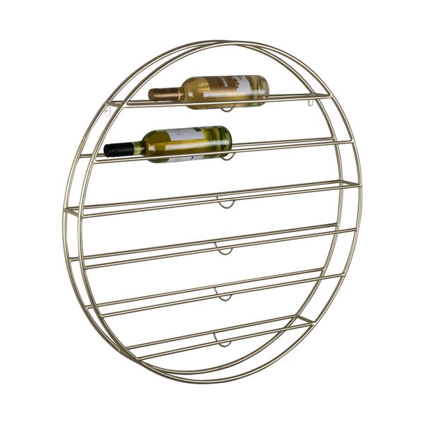 Стенен метален стелаж за вино в златист цвят брой бутилки 12 80x80x9 cm Redondo – PT LIVING-image-3