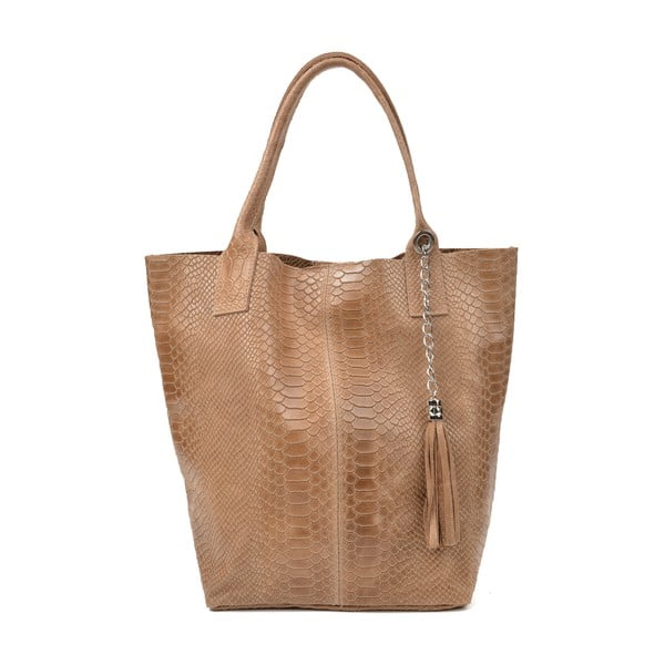 Кафява кожена чанта за пазаруване Lola - Renata Corsi