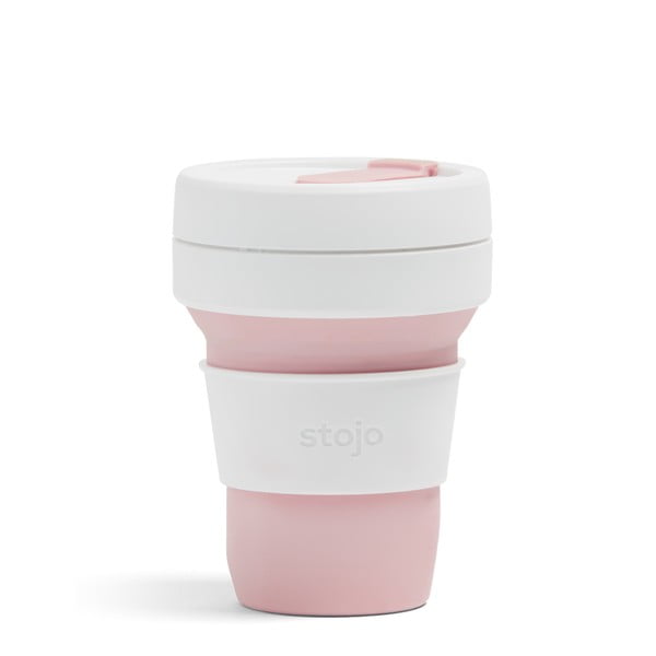 Бяло-розова сгъваема чаша за пътуване Rose, 355 ml Pocket Cup - Stojo
