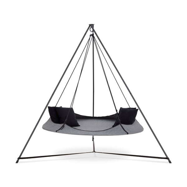 Сива градинска люлка със стойка - Hangout Pod-image-1