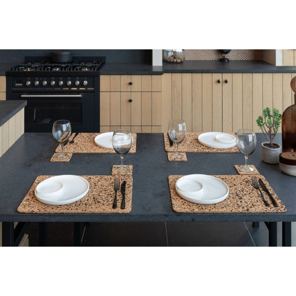 Коркови подложки в естествен цвят в комплект от 4 броя Querco - ZicZac-image-1